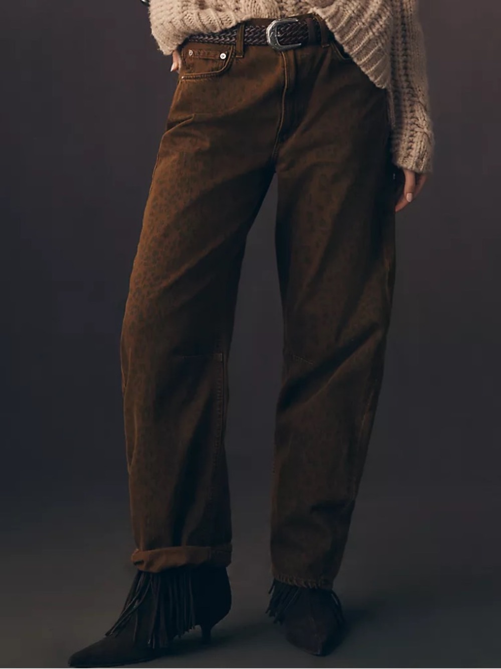Citizens of Humanity Miro High-Rise Taper Jeans in Sepia Cheetah. Size 29